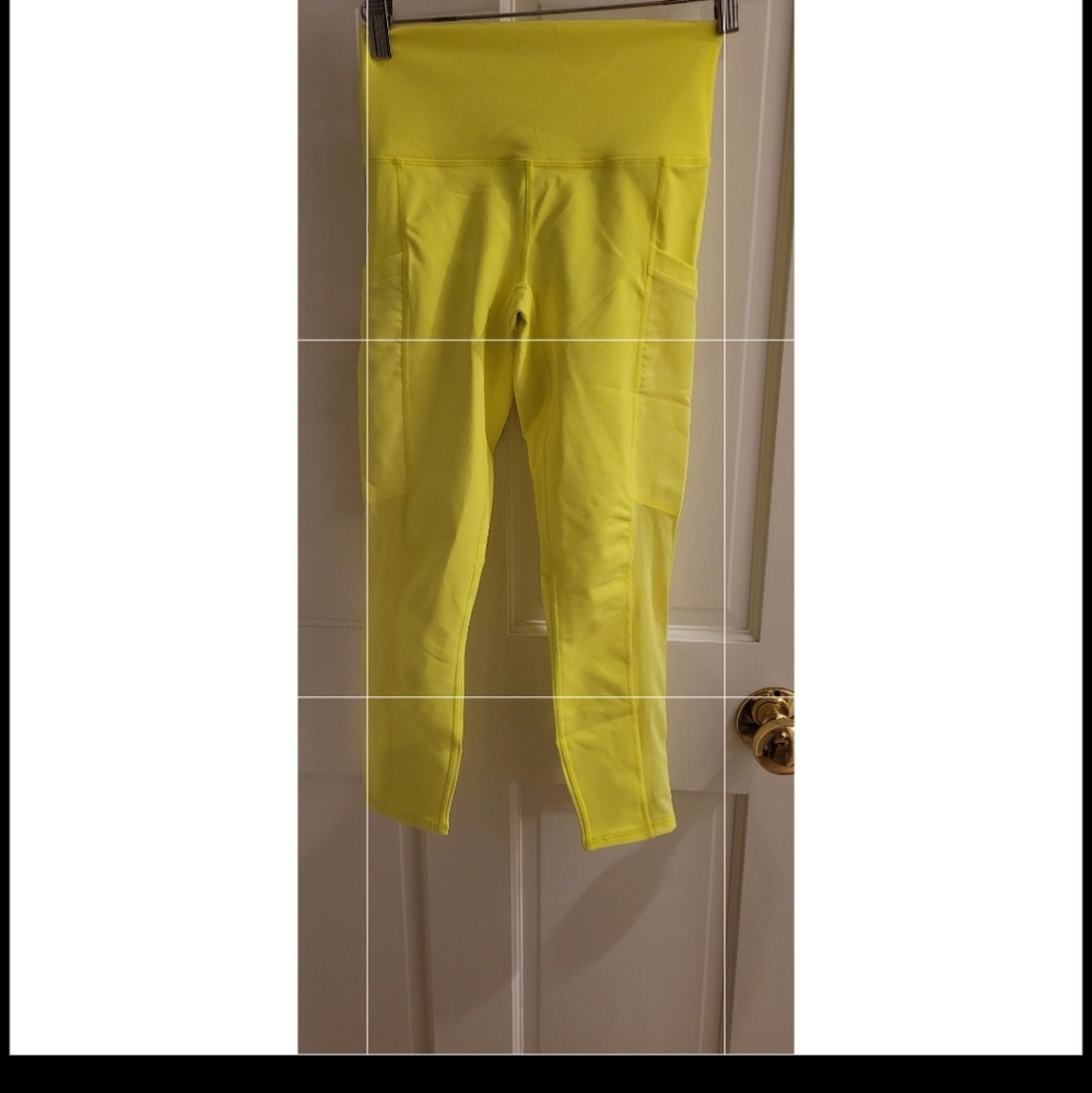 Florescent yellow tights w/pockets